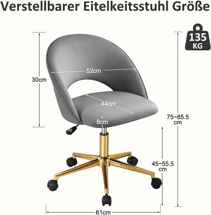 Bürostuhl mit goldenem Gestell Schreibtischstuhl Schminktischstuhl