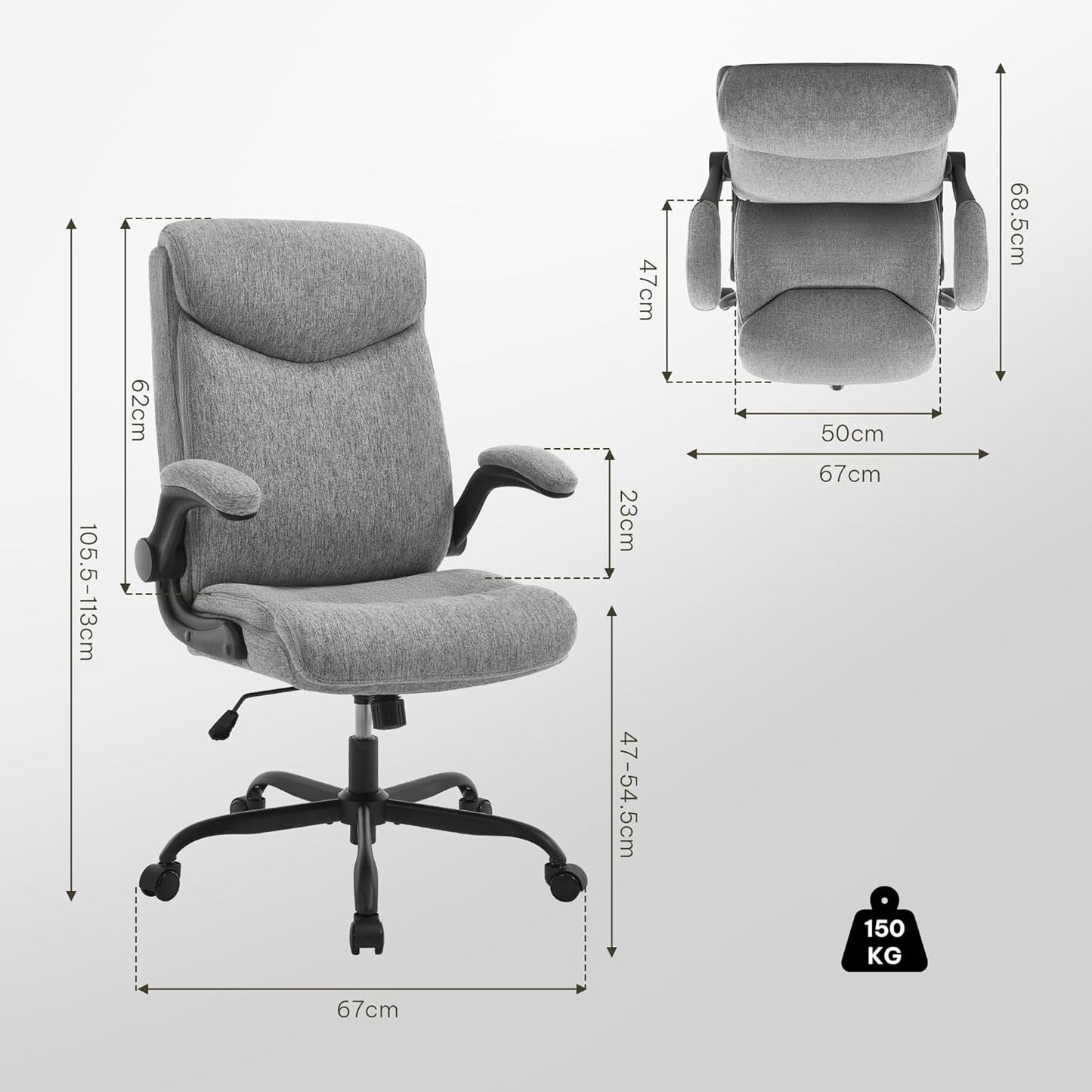 Bürostuhl ergonomisch Computerstuhl mit hochklappbarer Armlehne
