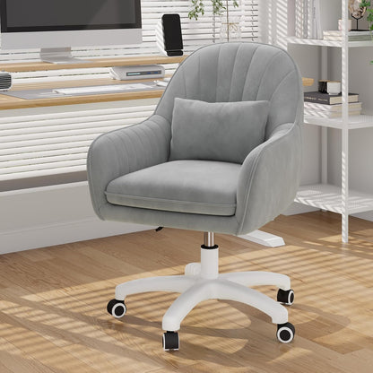 Homeoffice Stuhl, SamtStuhl mit Kopfkissen, 360° drehbar Höhenverstellbar Bürostuhl