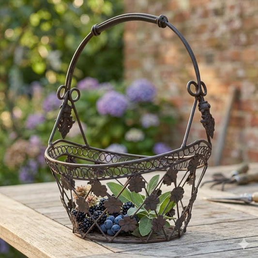Large Tecla Basket with Handle, approx. 40 cm - Garden Decoration