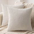 Lot de 2 housses de coussin décoratives en velours côtelé beige 40 x 40 cm